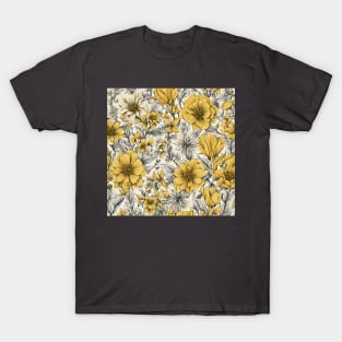 white background with yellow flowers T-Shirt